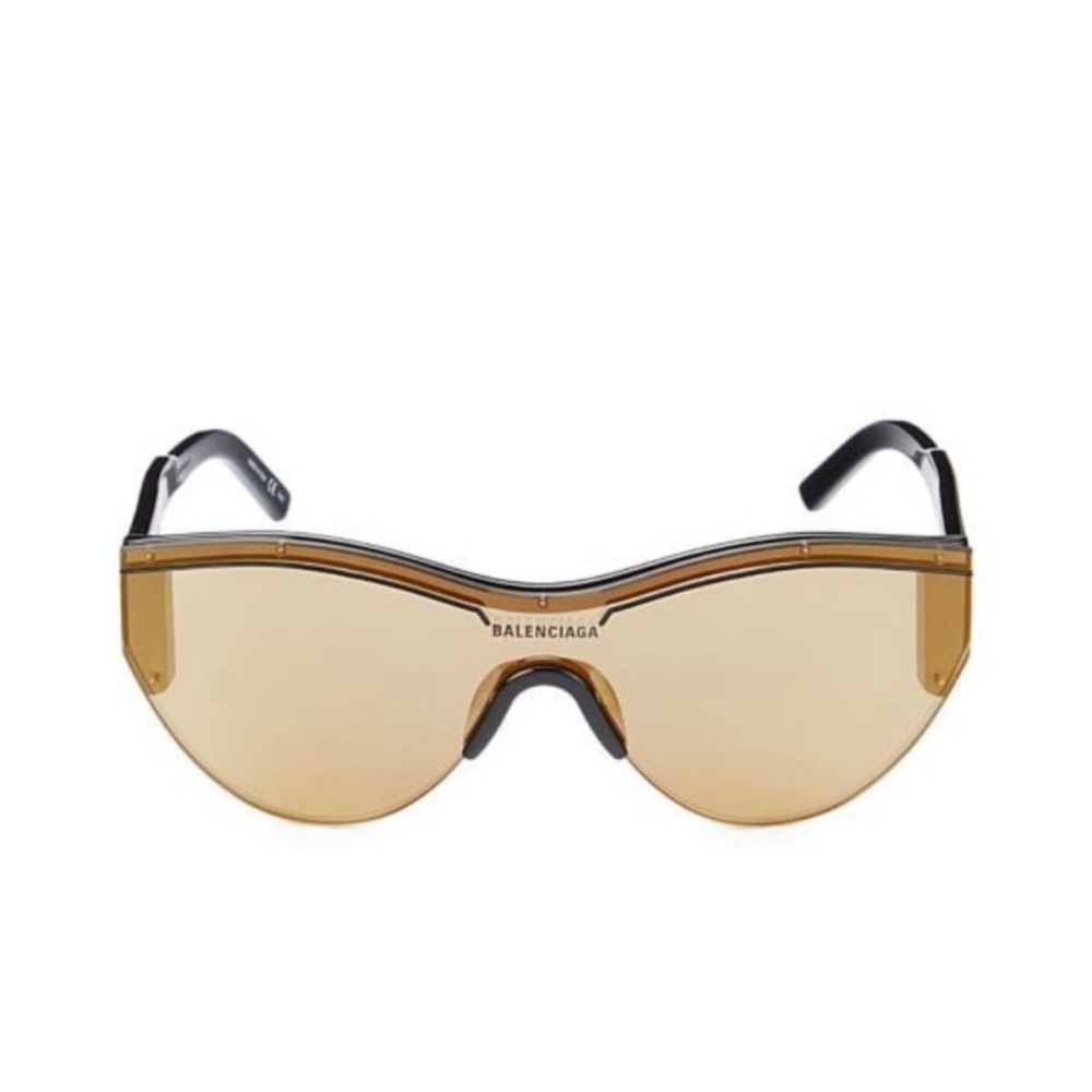 Balenciaga Gold color 65MM Oversized Shield Sunglasses
